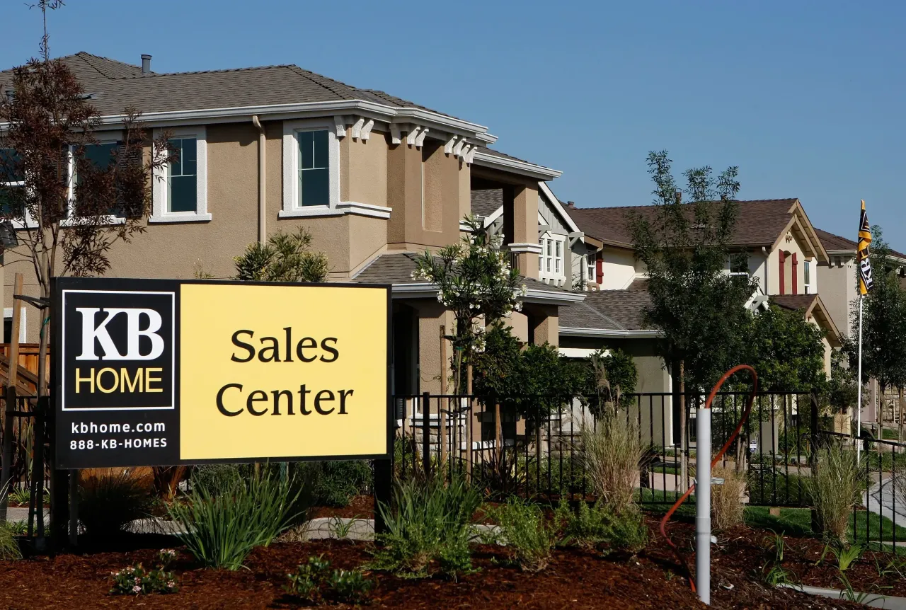 A sign is seen outside of a KB Home sales center in Richmond, California. (Photo by Justin Sullivan/Getty Images)