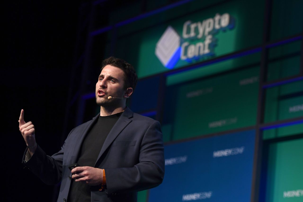 Anthony Pompliano, Partner, Morgan Creek Blockchain Capital, on the CryptoConf Stage during day one of MoneyConf 2018 at the RDS Arena in Dublin. (Photo By Harry Murphy/Sportsfile via Getty Images)