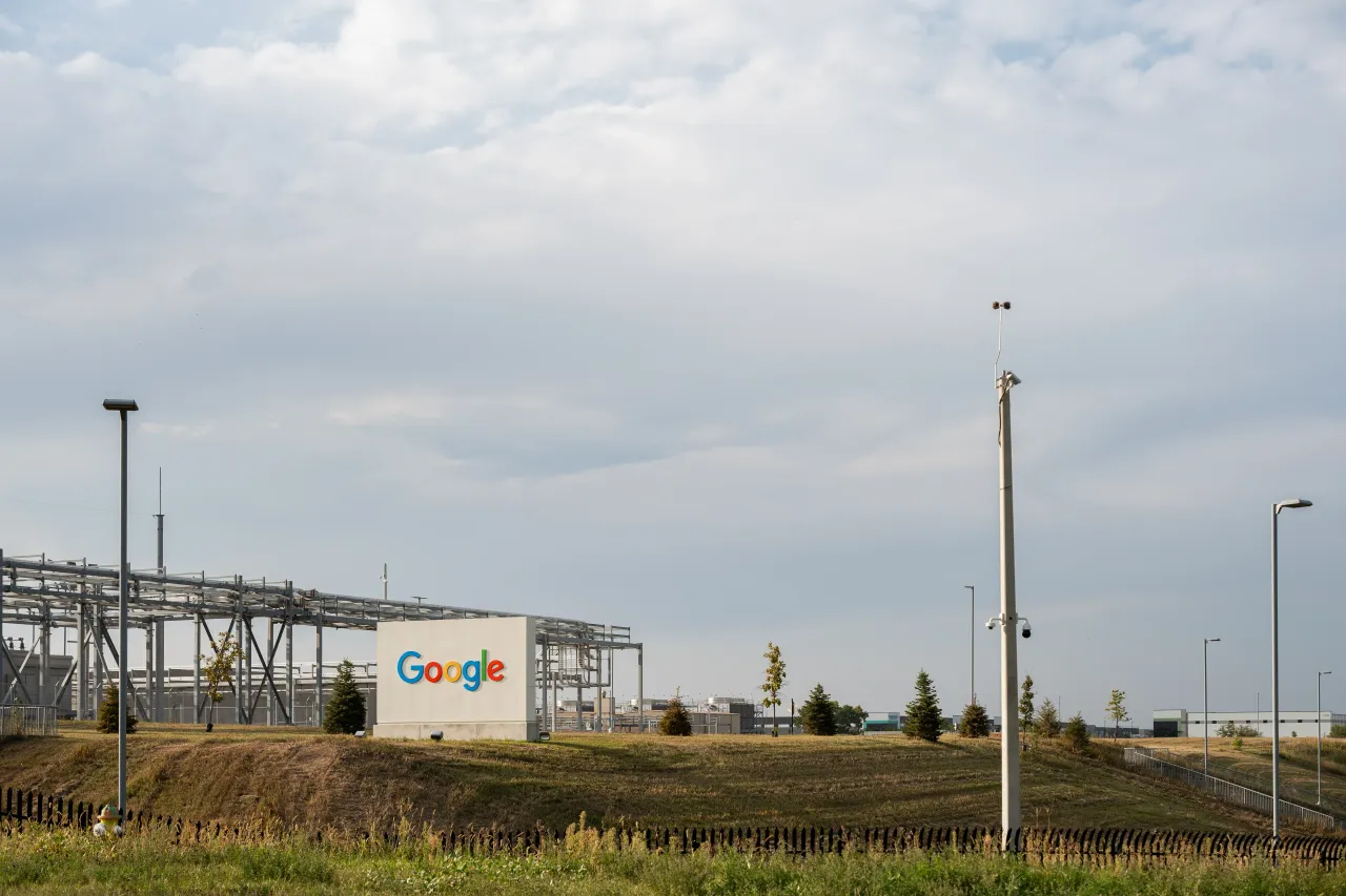 SEPTEMBER 10: Sign outside of the Google Data Center on September 10, 2024 in Papillion, Nebraska. 