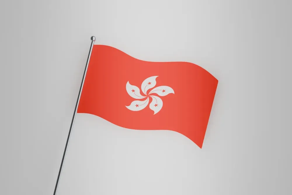 Hong Kong Flag Icon on white background - stock photo.