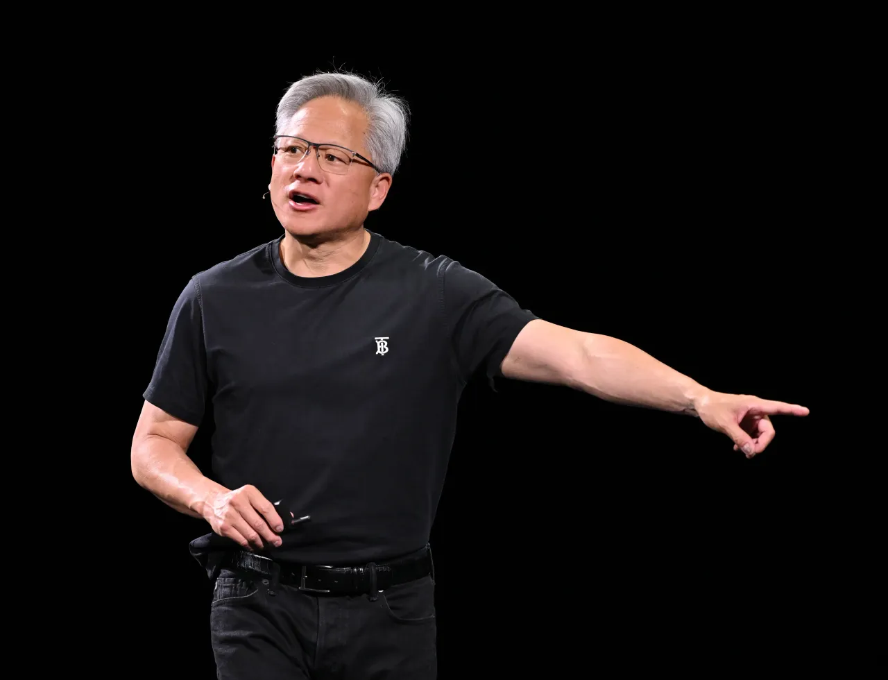  NVIDIA founder and CEO Jensen Huang speaks during the NVIDIA GTC Paris keynote held at the Dôme de Paris in the Porte de Versailles exhibition center in Paris on June 11, 2025.