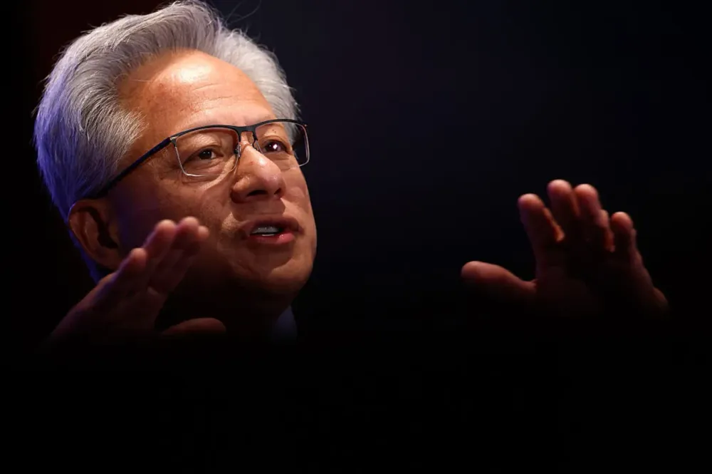 CEO of Nvidia Jensen Huang speaks on AI at the return of American manufacturing at the Hill and Valley Forum at the U.S. Capitol on April 30, 2025 in Washington, DC. 