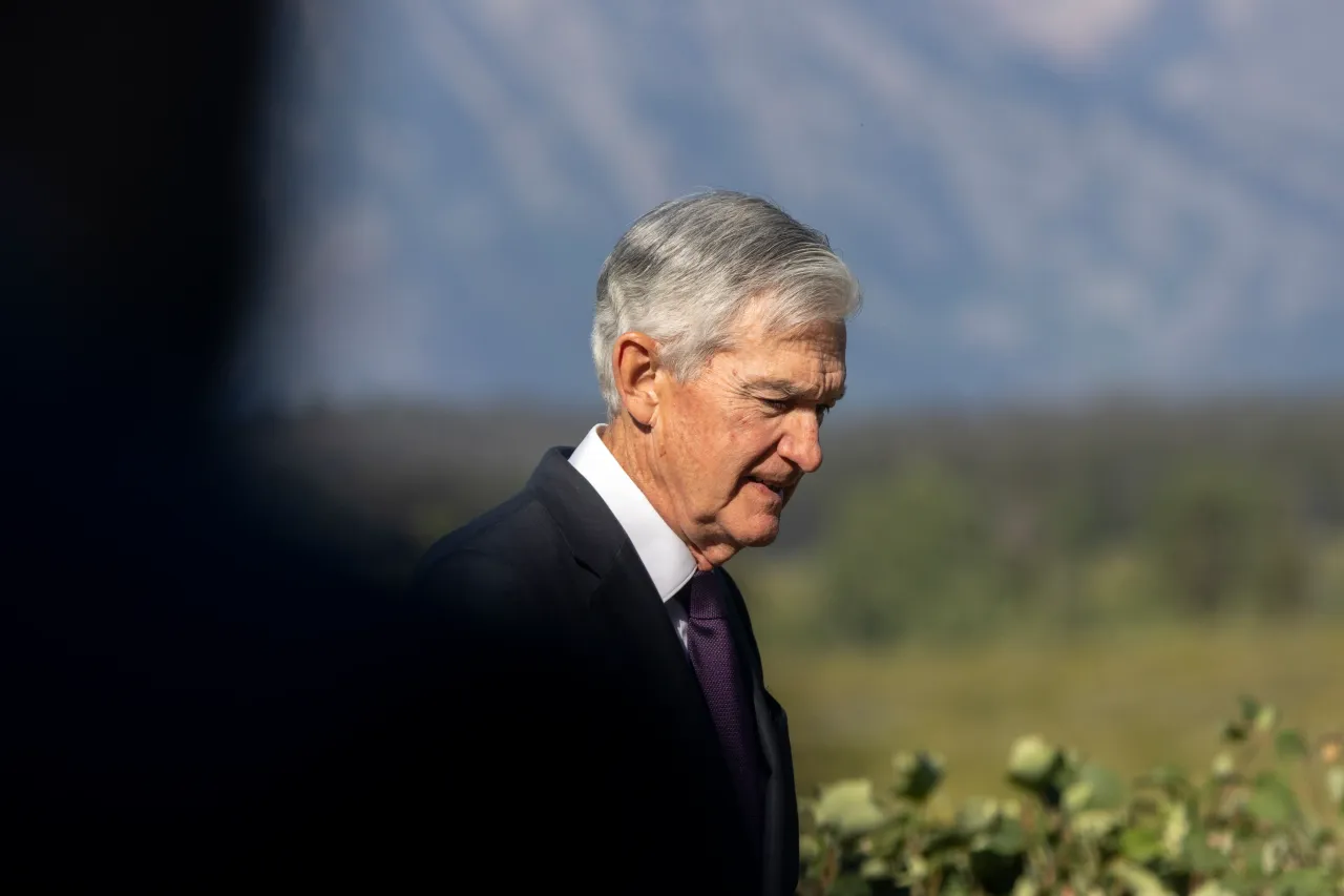 Federal Reserve Chairman Jerome Powell is seen walking in Grand Teton National Park on August 22, 2025, near Jackson Hole, Wyoming. 