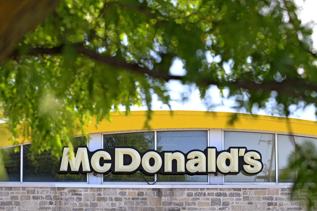 A sign for a McDonald's restaurant is shown in Brampton, Ontario, on August 22, 2025.
