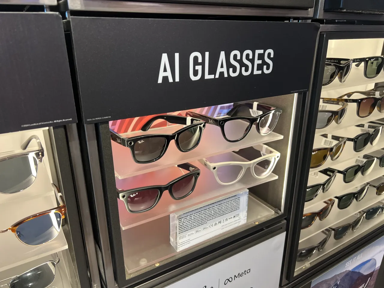 Meta Ray-ban AI glasses are on display in San Francisco, California, July 12, 2025. 
