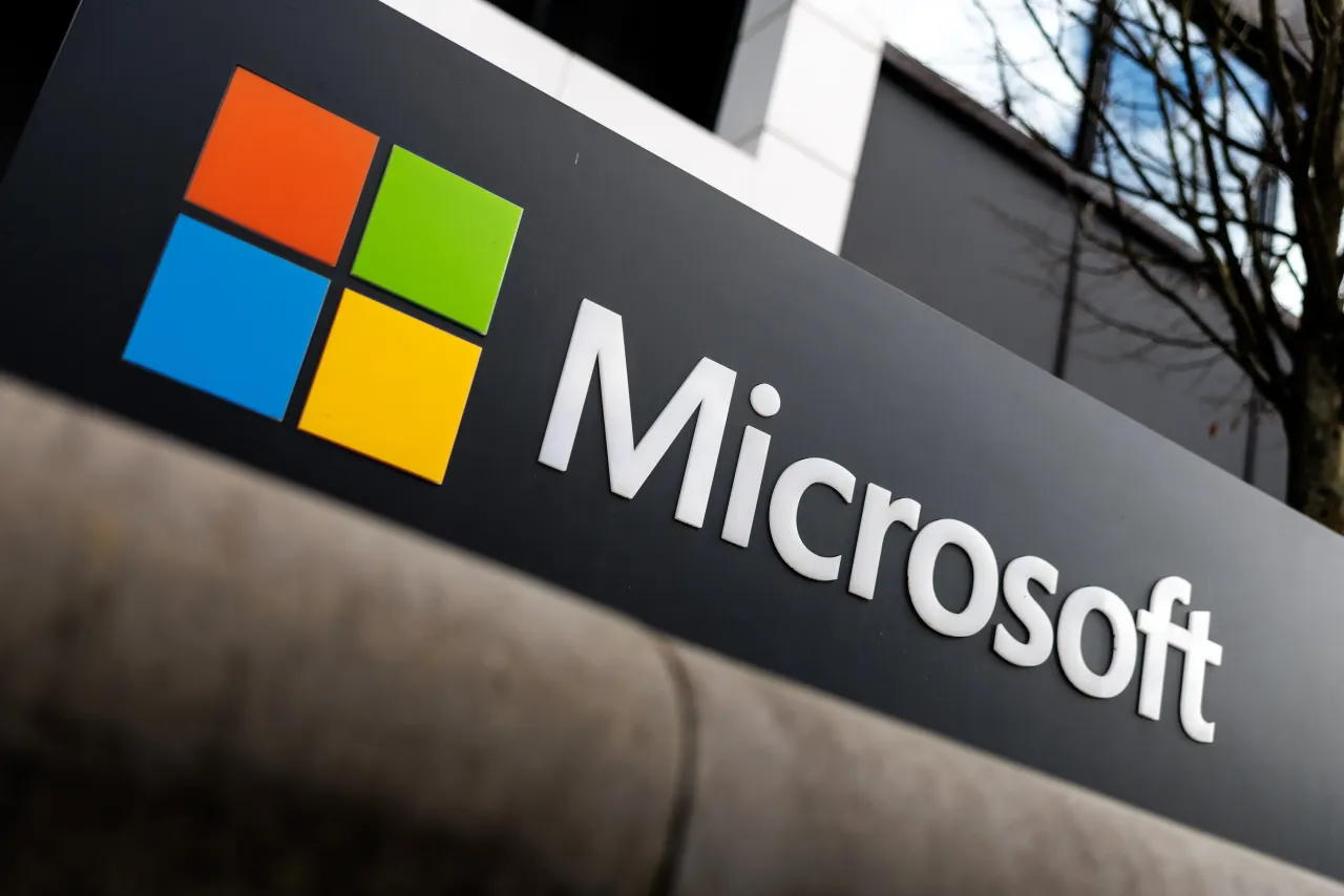The Microsoft logo and lettering can be seen on the Microsoft Deutschland GmbH headquarters building in Parkstadt Schwabing in Munich (Bavaria) on January 27, 2025. (Photo by Matthias Balk/picture alliance via Getty Images)