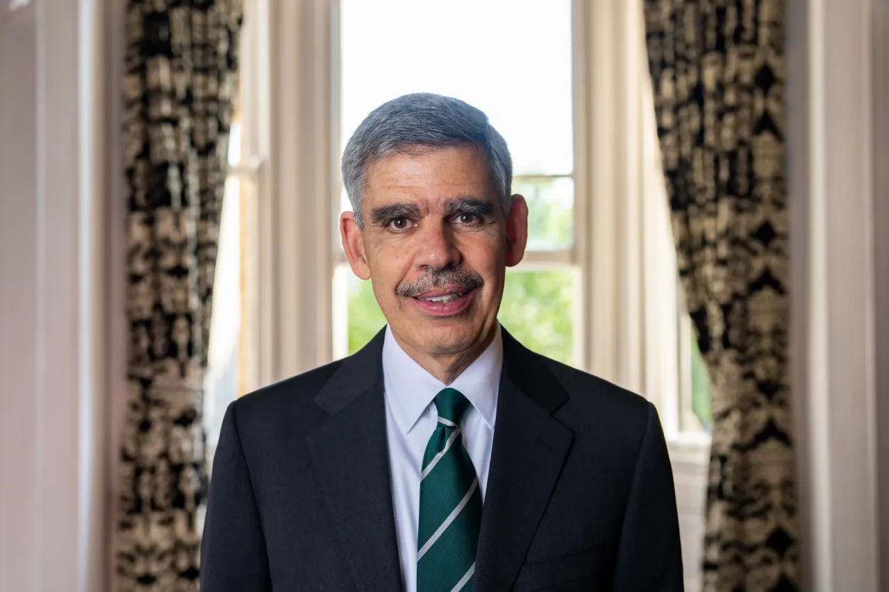 Dr. Mohamed El-Erian, President of Queen's College Cambridge, poses for a portrait during a conversation with Dambisa Moyo, Baroness Moyo, on May 11, 2023. 