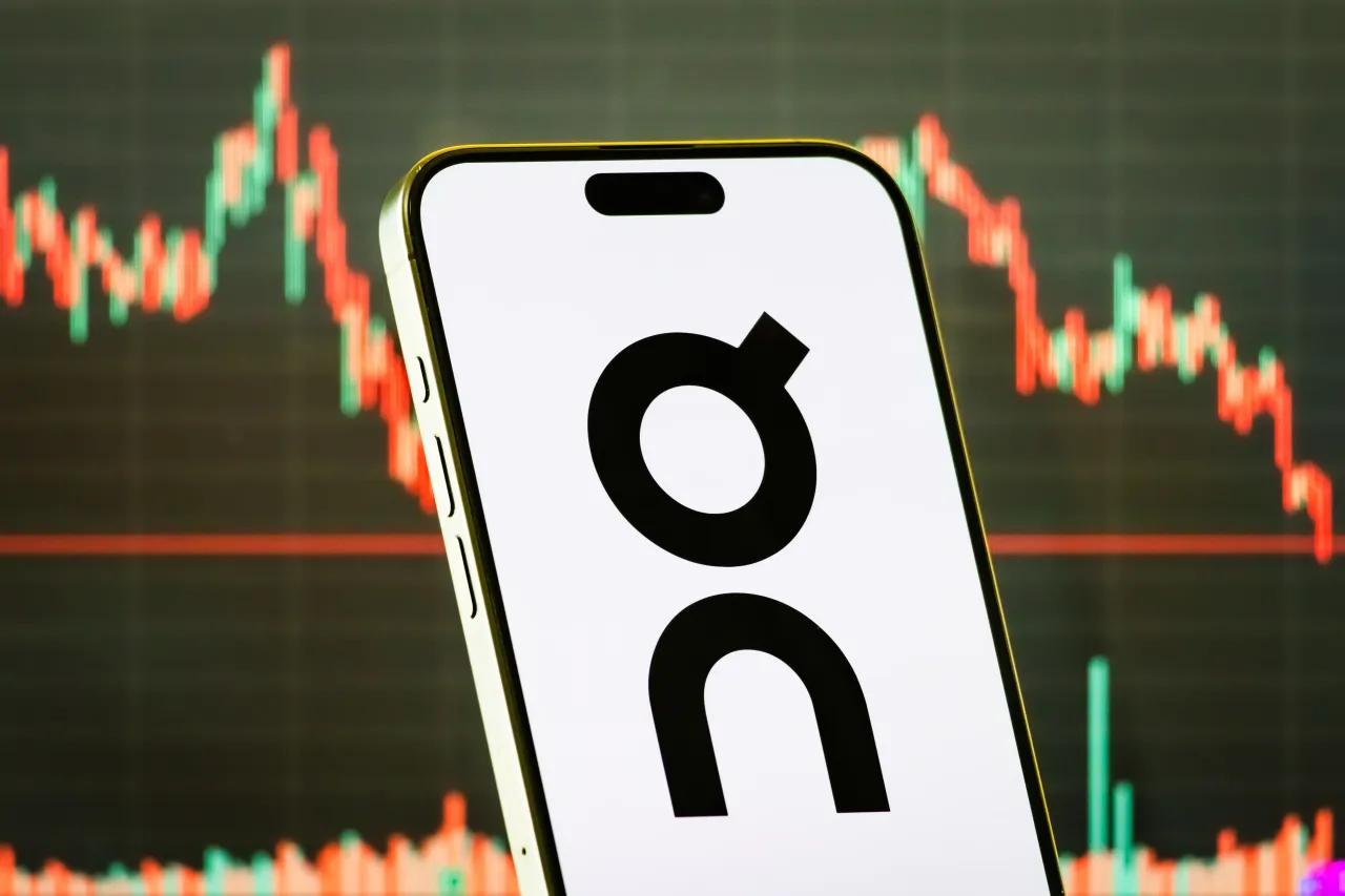  In this photo illustration, a smartphone displays the logo of On Holding AG (NYSE: ONON), a Swiss sportswear company known for its high-performance running shoes and apparel.