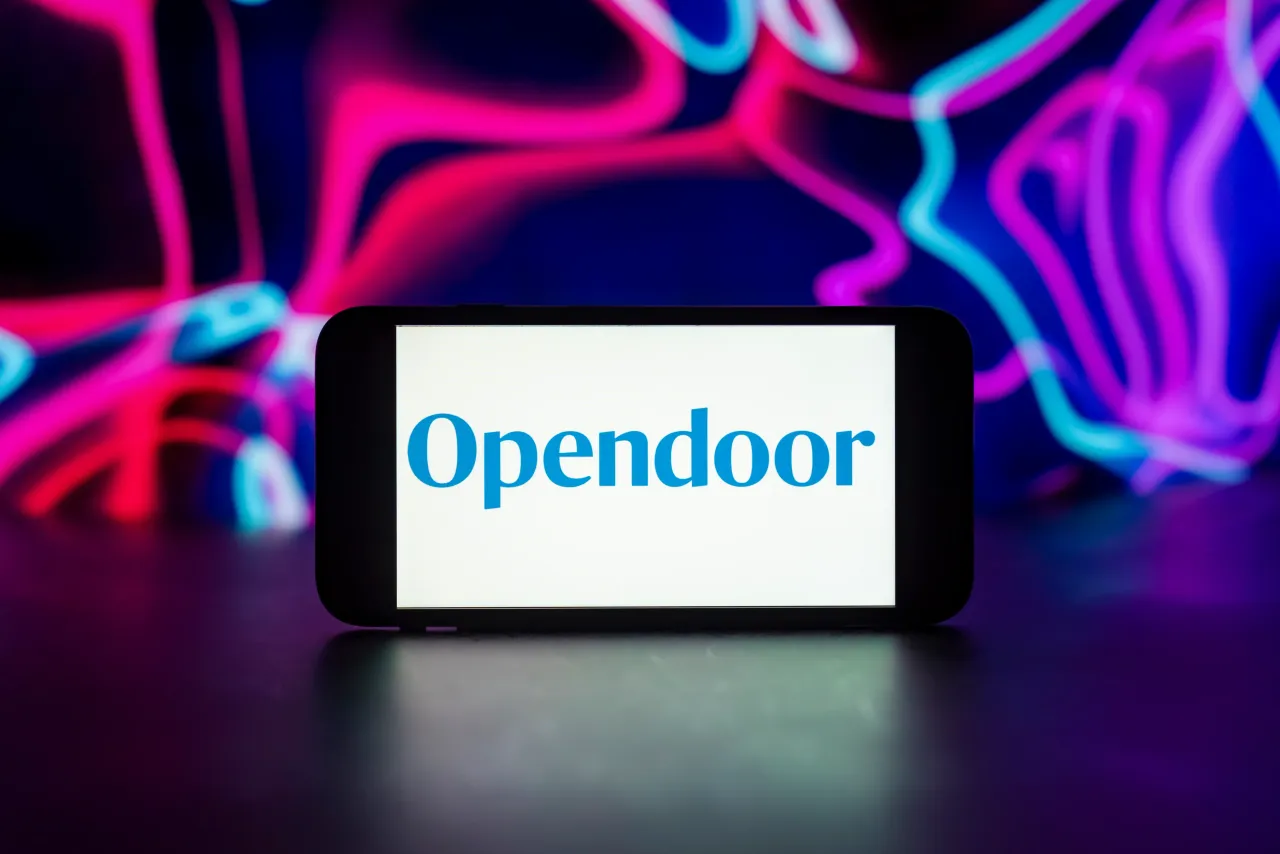 In this photo illustration, the Opendoor logo is seen displayed on a mobile phone screen.