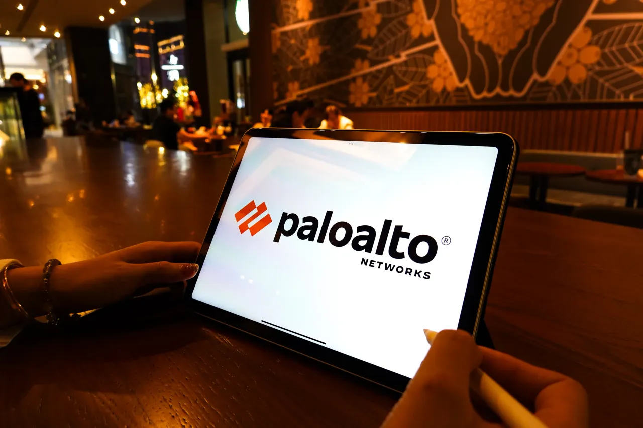 In this photo illustration, a Palo Alto Networks logo is displayed on the screen of a smartphone. 