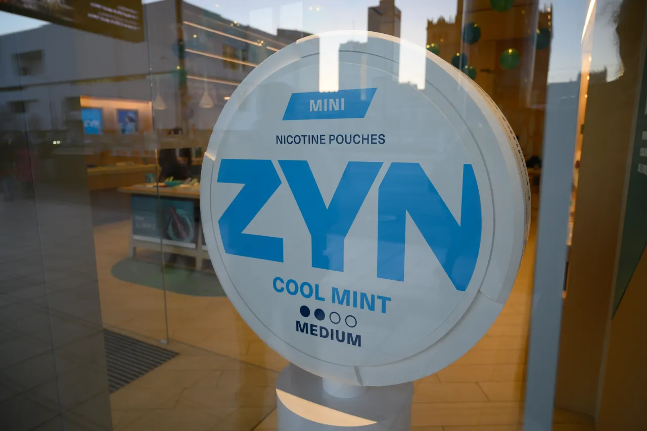 Zyn nicotine pouches are advertised in Warsaw, Poland, April 2, 2025.