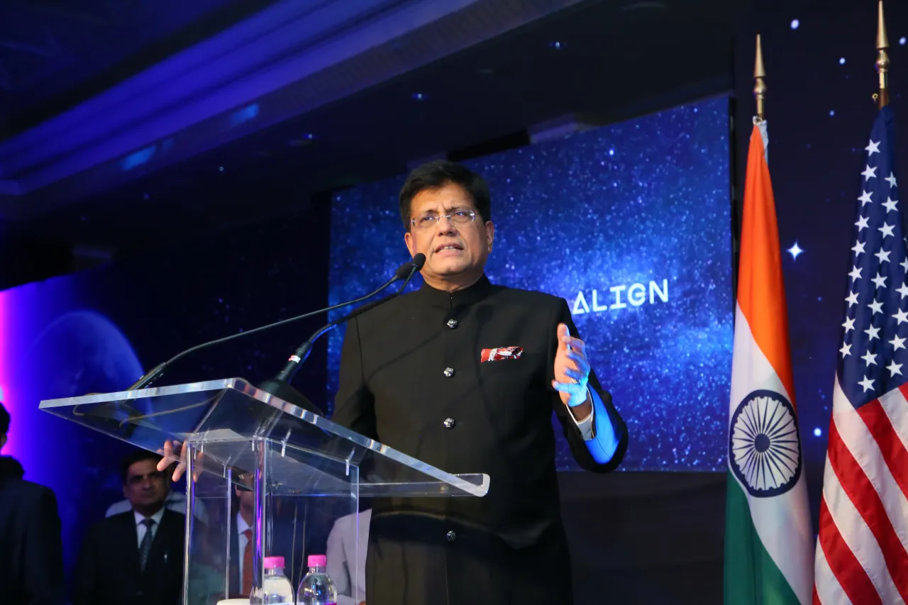 Union Commerce and Industry Minister Piyush Goyal during the American Independence Day celebration in the capital, on July 14, 2024 in New Delhi, India. (Photo by Manoj Verma/Hindustan Times via Getty Images)