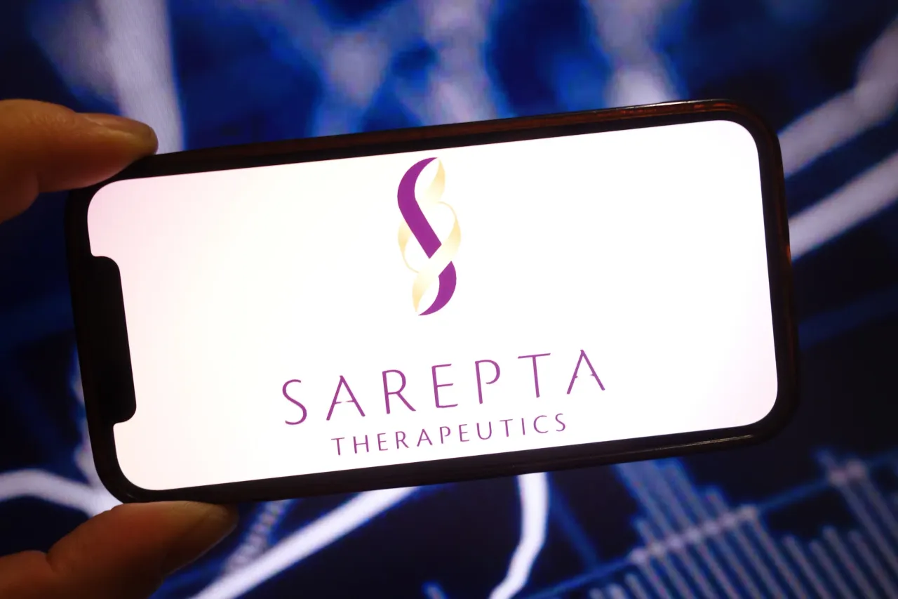POLAND - 2025/01/25: In this photo illustration, the Sarepta Therapeutics company logo is seen displayed on a smartphone screen. (Photo Illustration by Piotr Swat/SOPA Images/LightRocket via Getty Images)