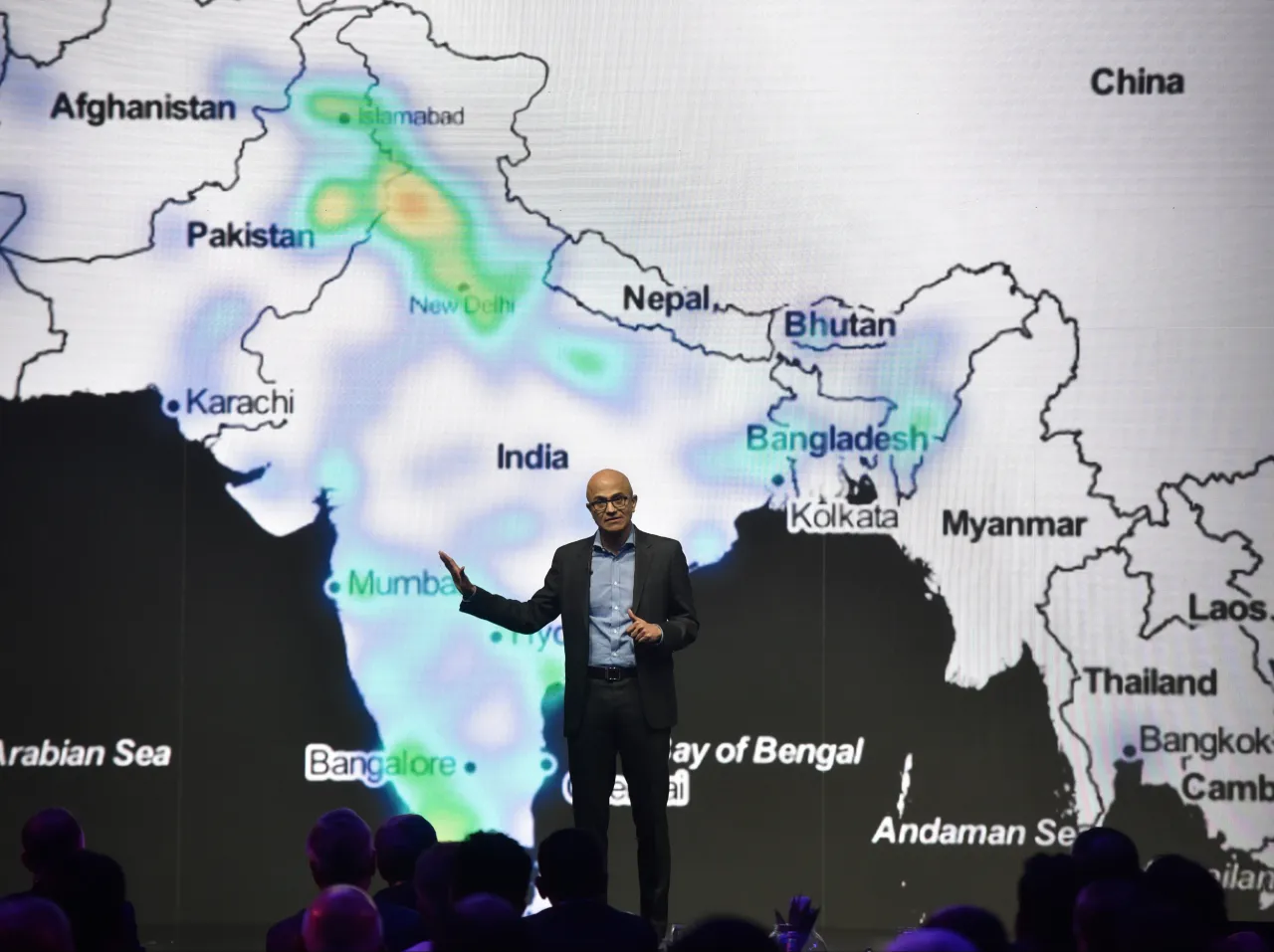 Microsoft CEO Satya Nadella addresses the Microsoft Future Decoded Summit at St Regis, on February 24, 2020 in Mumbai, India.