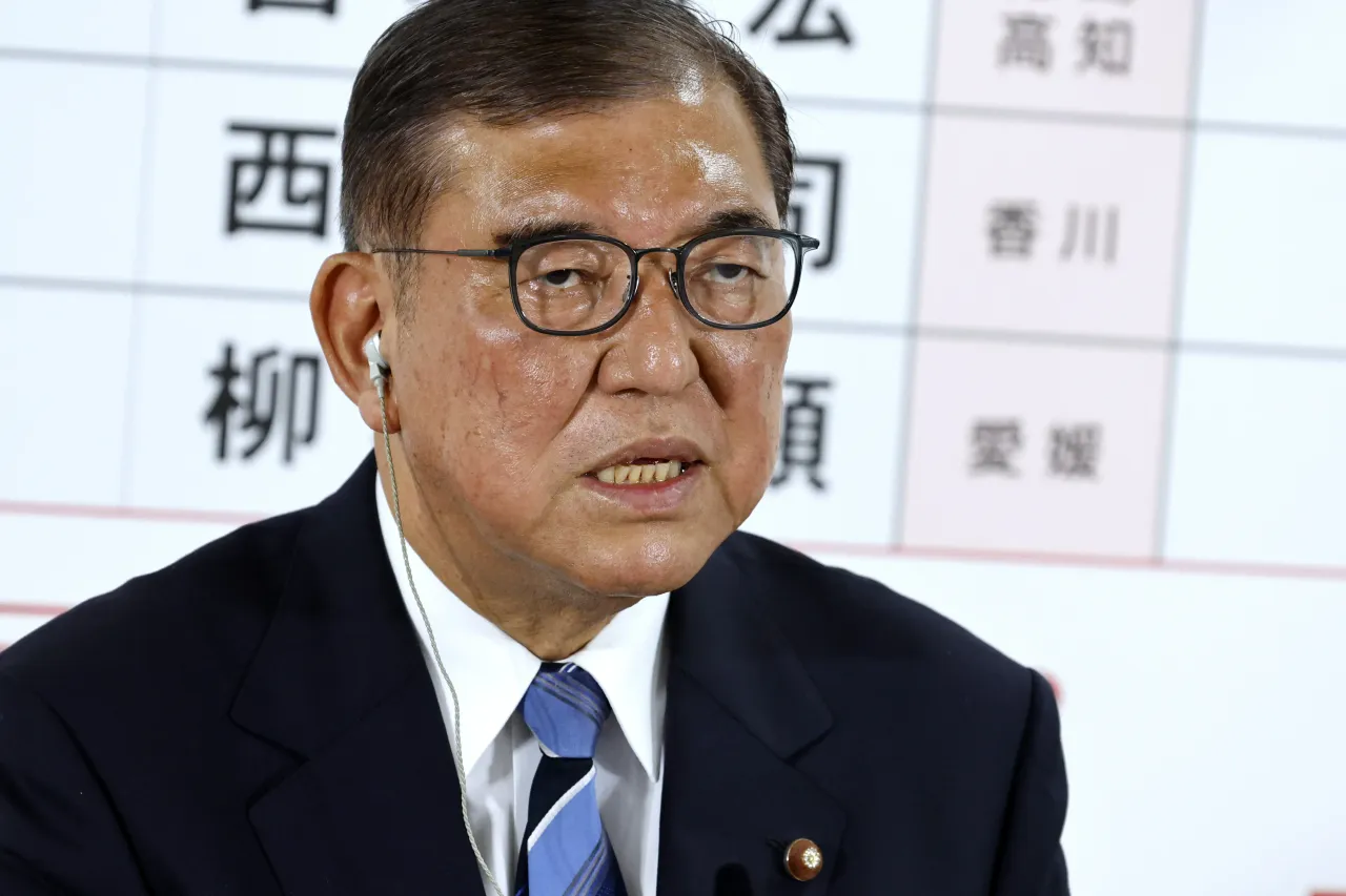 Shigeru Ishiba, Japan's Prime Minister and president of the ruling Liberal Democratic Party (LDP), answers a question from a journalist at the LDP headquarters in Tokyo, Japan, 20 July 2025. 