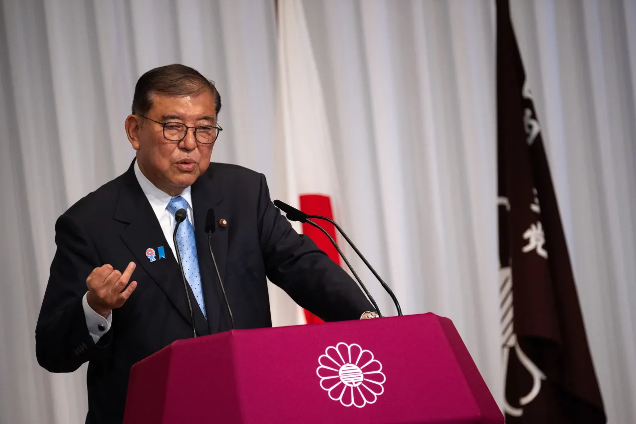Japan's PM Shigeru Ishiba attends a press conference at Liberal Democratic Party HQ in Tokyo, Japan on July 21, 2025, the day after his coalition disastrously lost its upper house majority. 