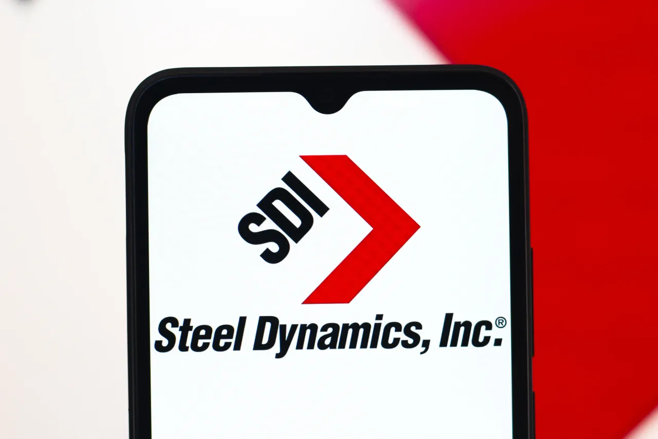  In this photo illustration, the Steel Dynamics, Inc. logo is seen displayed on a smartphone screen. (Photo Illustration by Thomas Fuller/SOPA Images/LightRocket via Getty Images)