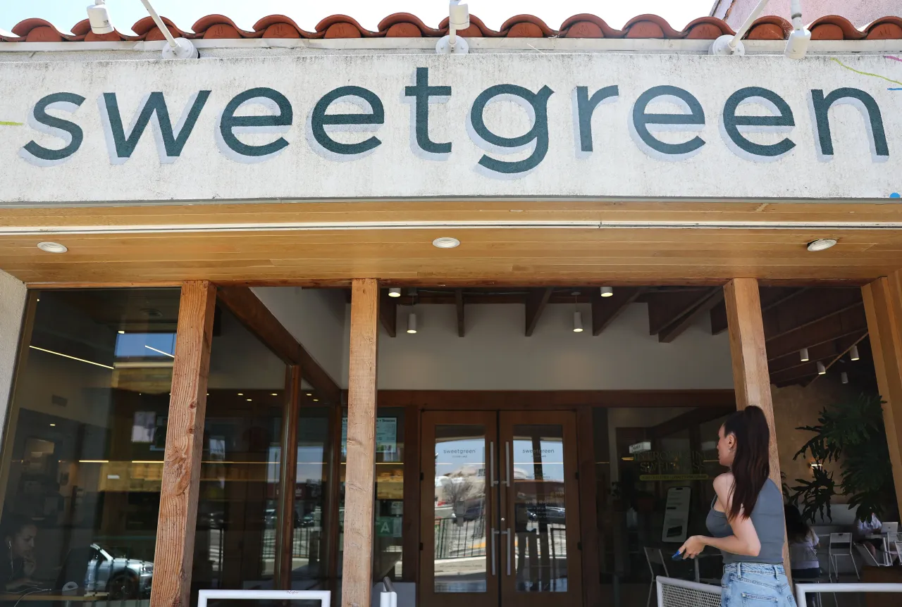 A customer enters a Sweetgreen restaurant on May 10, 2024 in Los Angeles, California.