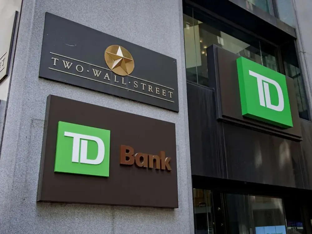 Sign at the entrance to TD Bank branch in Manhattan. (Photo by Erik McGregor/LightRocket via Getty Images)
