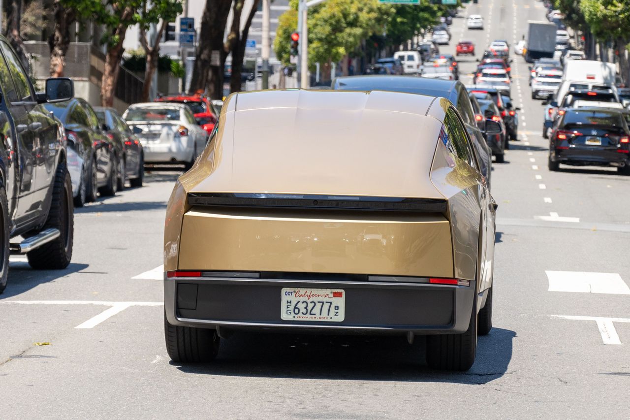 A Tesla Cybercab self-driving car is seen underdoing testing on the street in San Francisco, California, on June 17, 2026. (Photo by Smith Collection/Gado/Getty Images)