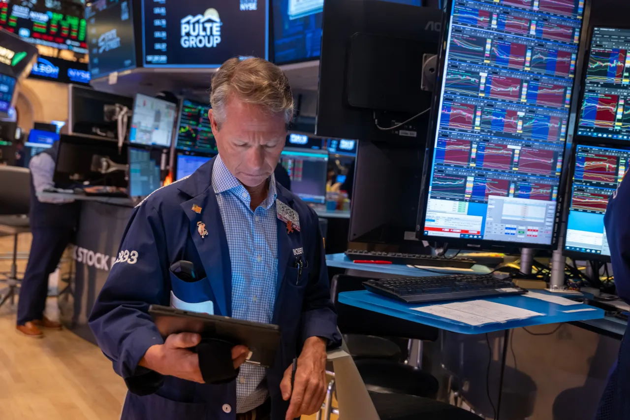 Traders work on the floor of the New York Stock Exchange (NYSE) on September 03, 2025, in New York City. 