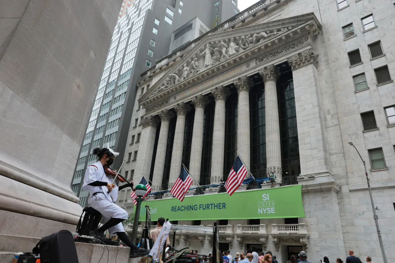 The New York Stock Exchange is seen during afternoon trading on August 01, 2025, in New York City. 