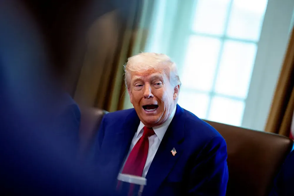 U.S. President Donald Trump speaks during a Cabinet meeting at the White House on April 30, 2025 in Washington, DC. 