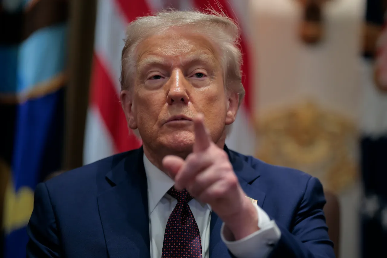 U.S. President Donald Trump calls on a reporter during a cabinet meeting with members of his administration in the Cabinet Room of the White House on August 26, 2025 in Washington, DC. 