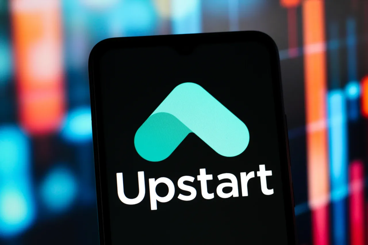  In this photo illustration, the Upstart Holdings logo is seen displayed on a smartphone screen.