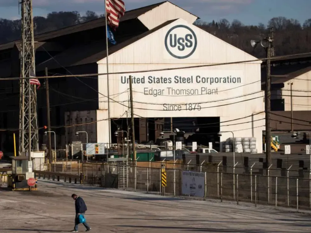  A worker leaves U.S. Steel Edgar Thomson Steel Works, March 10, 2018 in Braddock, Pennsylvania.