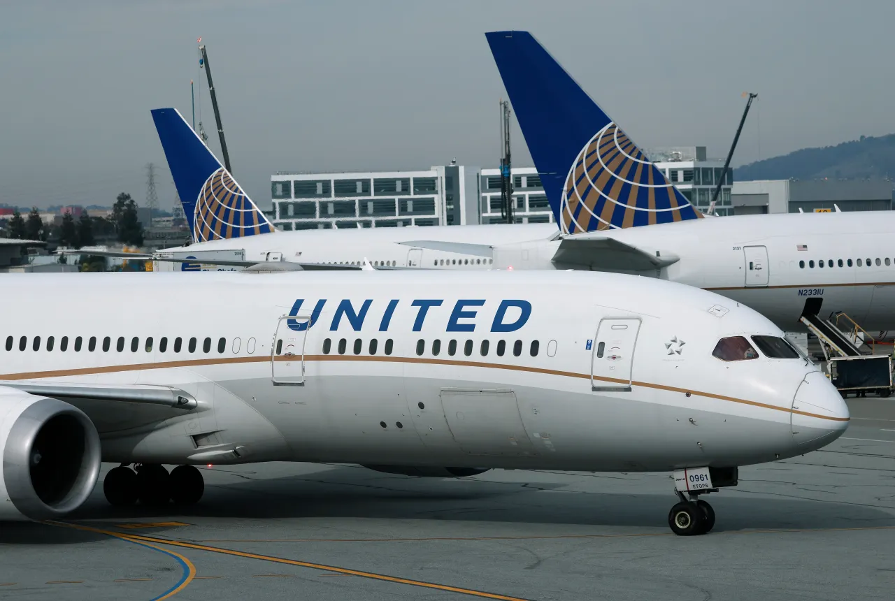 A United Airlines plane taxis at San Francisco International Airport on January 20, 2026 in San Francisco, California. (Photo by Justin Sullivan/Getty Images)