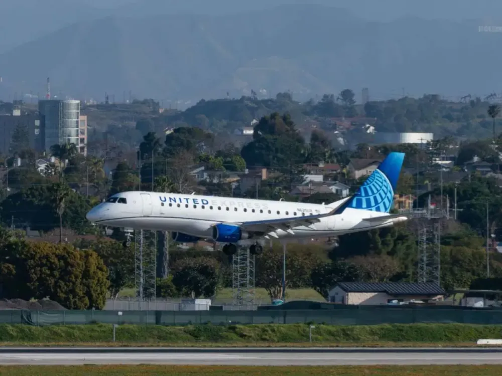 United Airlines Embraer ERJ-175LL arrives at Los Angeles International Airport on March 16, 2024 in Los Angeles, California. (Photo by AaronP/Bauer-Griffin/GC Images)