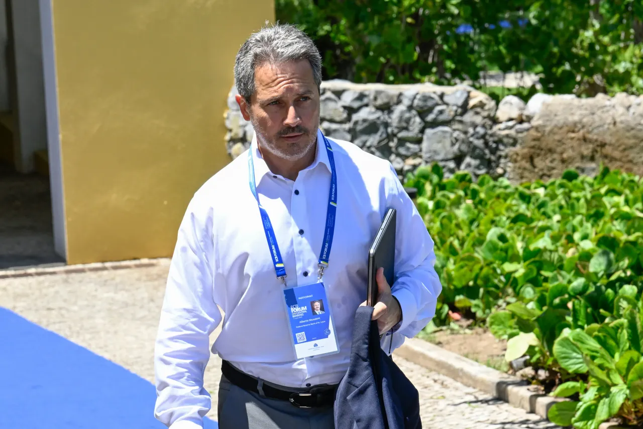 The President of the Federal Reserve Bank of St. Louis Alberto Musalem leaves the end of the morning session on the last day of the 2024 European Central Bank Forum on Central Banking