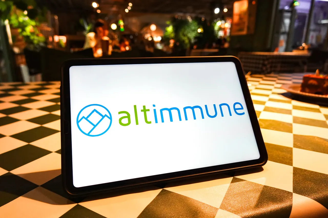 In this photo illustration, the Altimmune logo is seen displayed on the screen of the tablet. (Photo Illustration by Sheldon Cooper/SOPA Images/LightRocket via Getty Images)