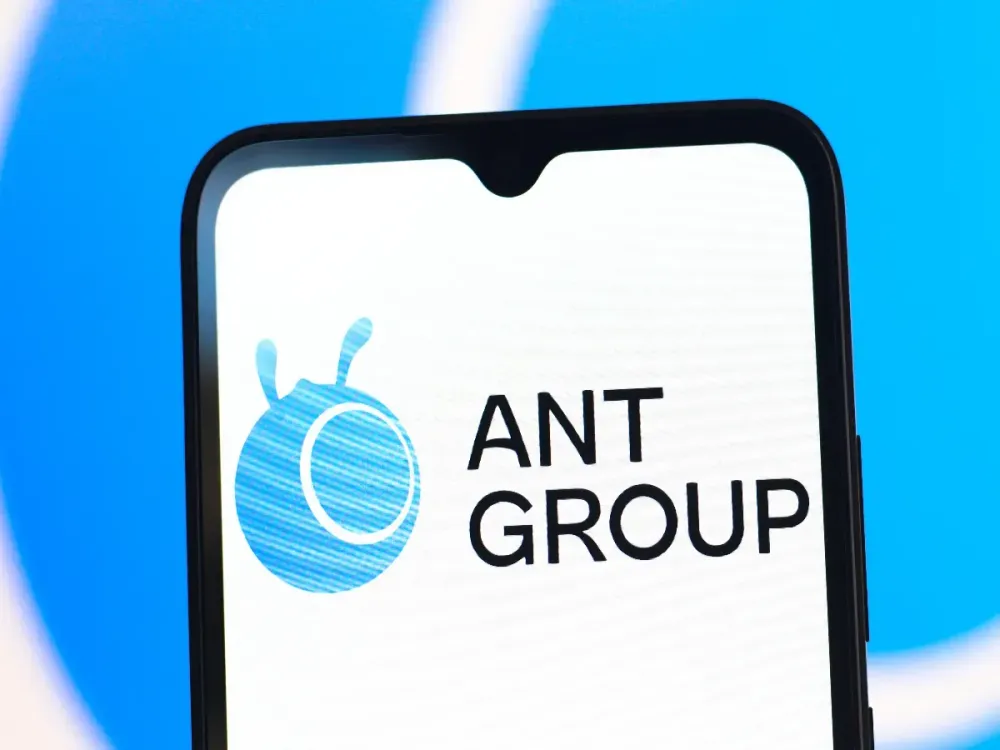 In this photo illustration, the Ant Group logo is seen displayed on a smartphone screen. (Photo Illustration by Thomas Fuller/SOPA Images/LightRocket via Getty Images)