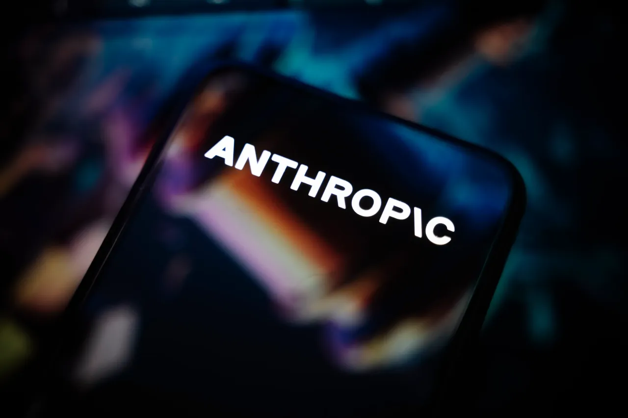 This photograph shows a smartphone screen displaying the logo of Anthropic, an American company specializing in artificial intelligence (AI). (Photo by Samuel Boivin/NurPhoto via Getty Images)