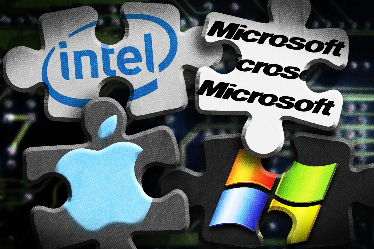 Microsoft XP, Apple Mac with an Intel chip, 6 April 2006. AFR Photo Illustration by KARL HILZINGER. (Photo by Fairfax Media via Getty Images)