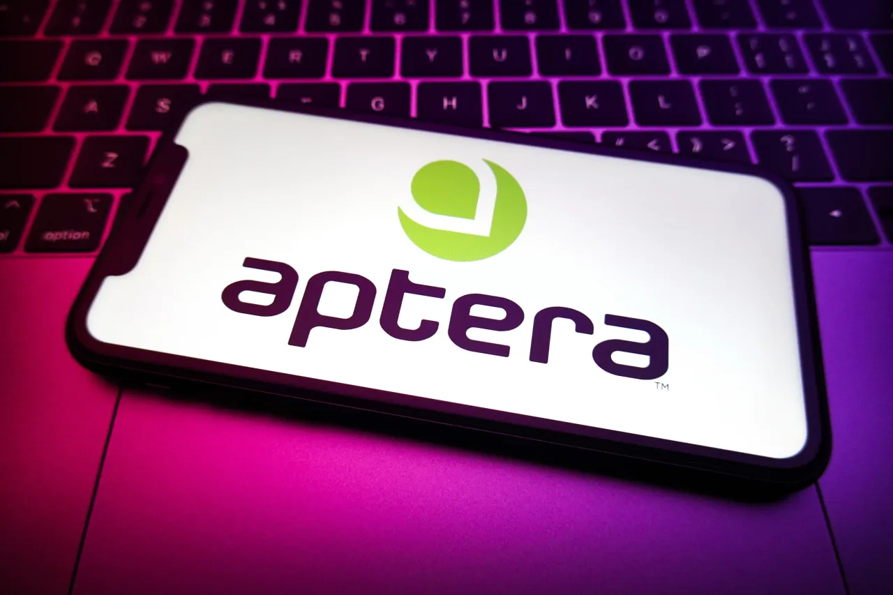 In this photo illustration, the Aptera Motors logo is displayed on the screen of a smartphone. (Photo Illustration by Sheldon Cooper/SOPA Images/LightRocket via Getty Images)