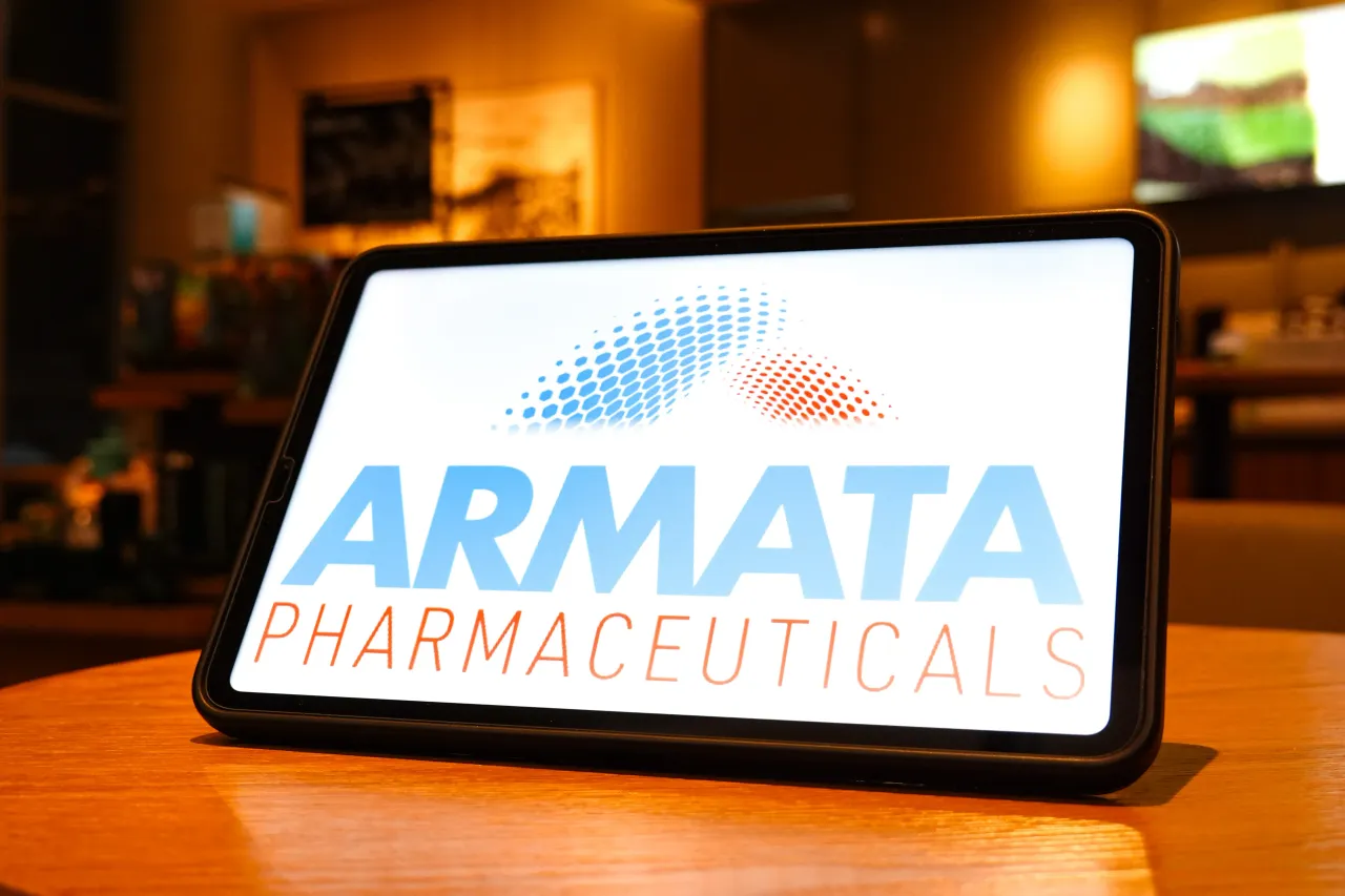 In this photo illustration, the Armata Pharmaceuticals logo is seen displayed on the screen of a tablet. (Photo Illustration by Sheldon Cooper/SOPA Images/LightRocket via Getty Images)