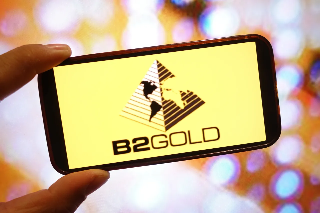 In this photo illustration, a B2Gold company logo is seen displayed on a smartphone screen. (Photo Illustration by Piotr Swat/SOPA Images/LightRocket via Getty Images)