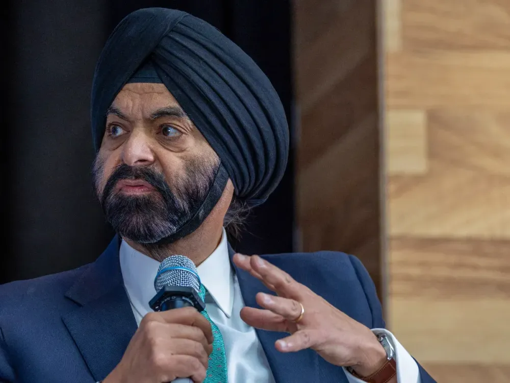 World Bank President Ajay Banga speaks during the annual meetings of the IMF and World Bank Group at the World Bank headquarters on October 22, 2024 in Washington, DC. (Photo by Tasos Katopodis/Getty Images)