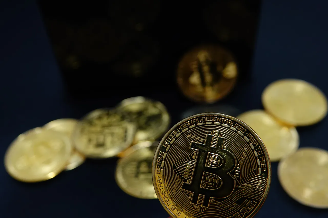 Commemorative bitcoin coins are in Yichang, Hubei province, China, on December 5, 2024. (Photo by Costfoto/NurPhoto via Getty Images)