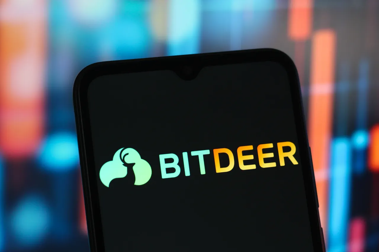 In this photo illustration, the Bitdeer Technologies Group logo is seen displayed on a smartphone screen. (Photo by Thomas Fuller/SOPA Images/LightRocket via Getty Images)