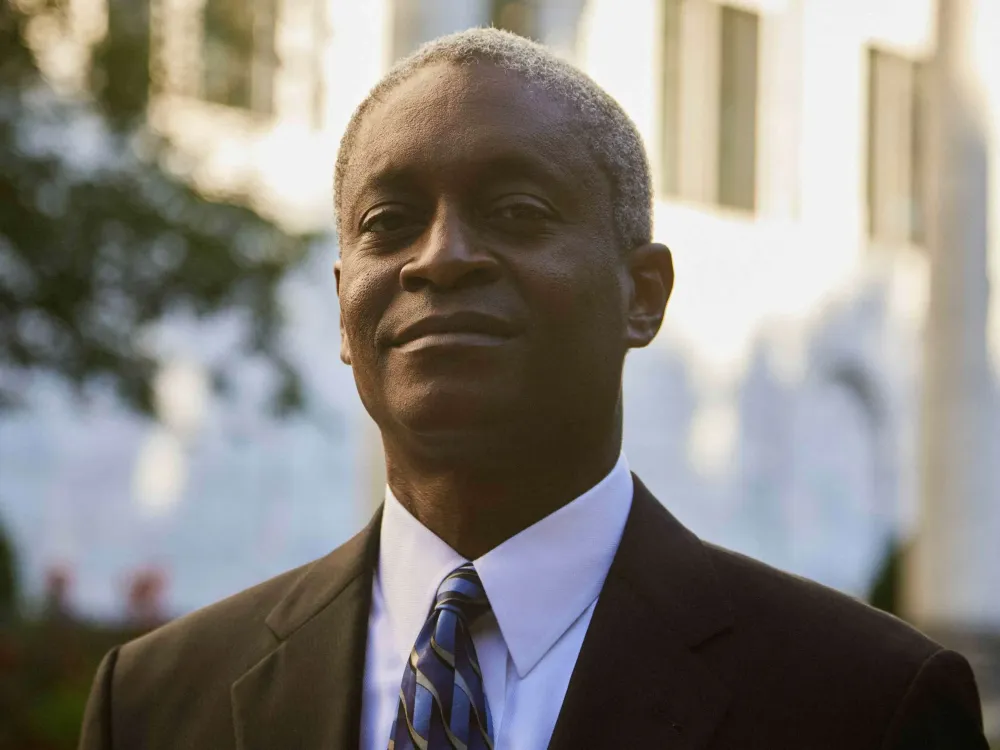 Branch President Raphael Bostic poses for portrait in front of Atlanta, Georgias Federal Reserve Bank on August 4, 2020. (Photo by Eric Hart Jr. for The Washington Post via Getty Images)