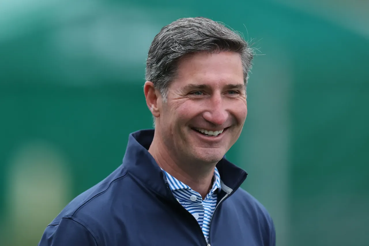 Starbucks CEO Brian Niccol looks on during the Golden Bear Pro-Am prior to the Memorial Tournament presented by Workday 2025 at Muirfield Village Golf Club on May 28, 2025 in Dublin, Ohio