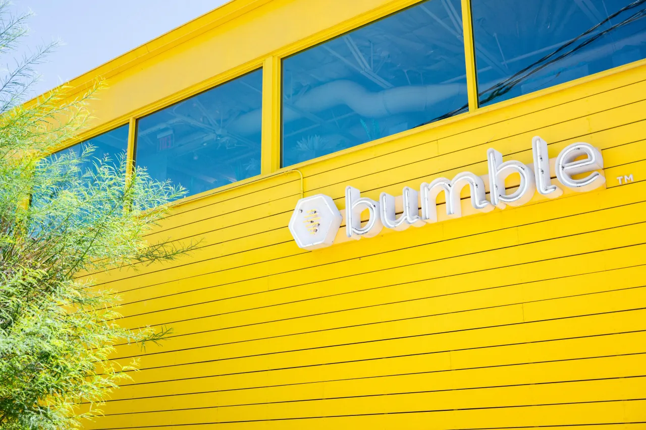 The exterior of Bumble Headquarters on July 15, 2024 in Austin, Texas. (Photo by Brandon Bell/Getty Images)