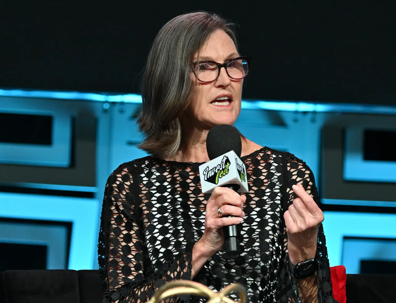 Cathie Wood, CEO & Chief Investment Officer of ARK Invest, speaks onstage during Day 2 of 2023 Invest Fest at Georgia World Congress Center on August 27, 2023 in Atlanta, Georgia. (Photo by Paras Griffin/Getty Images)