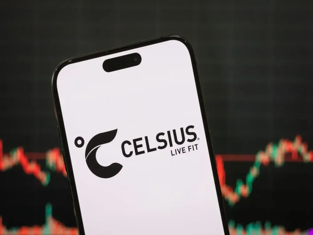 In this photo illustration, the logo of Celsius Holdings, Inc. is displayed on a smartphone screen on May 4, 2025, in Chongqing, China. (Photo illustration by Cheng Xin/Getty Images)