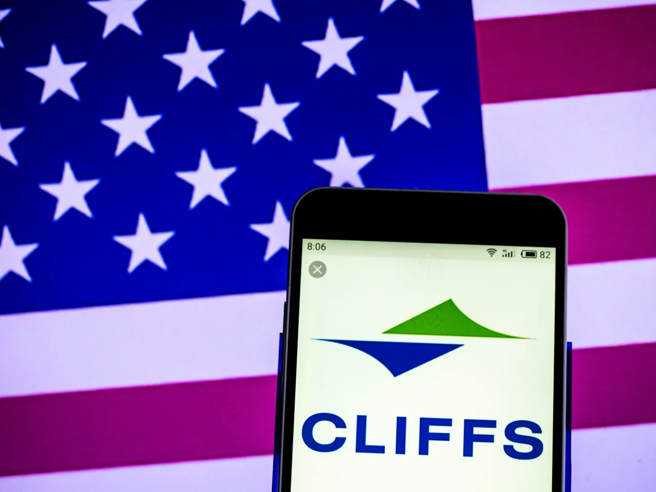 In this photo illustration, the Cleveland-Cliffs Inc. Mining company logo seen displayed on a smartphone. (Photo Illustration by Igor Golovniov/SOPA Images/LightRocket via Getty Images)