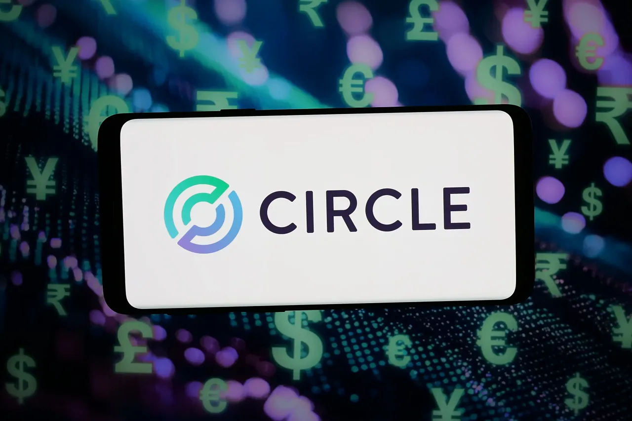 In this photo illustration, the logo of the payment company Circle Internet Financial LLC. (Photo Illustration by Timon Schneider/SOPA Images/LightRocket via Getty Images)